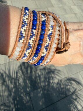 Stunning Chan Luu lapis and moonstone wrap bracelet!